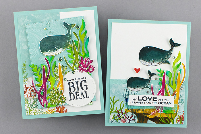 Picture of two cards created with Stampin' Up!'s Whale Done stamp set