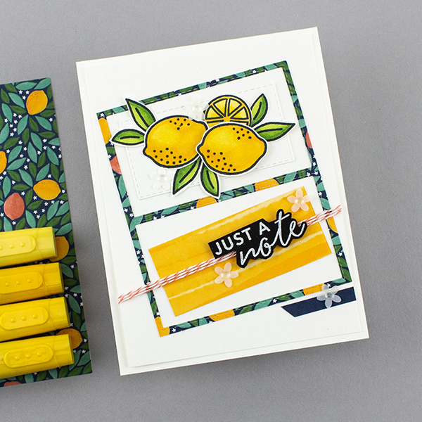 Picture of a card with a couple of lemons on it. The card was created with Stampin' Up!'s Simply Citrus Card Kit