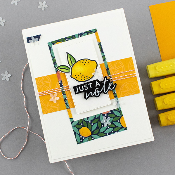 Picture of a card with a lemon on it. The card was created with Stampin' Up!'s Simply Citrus Card Kit