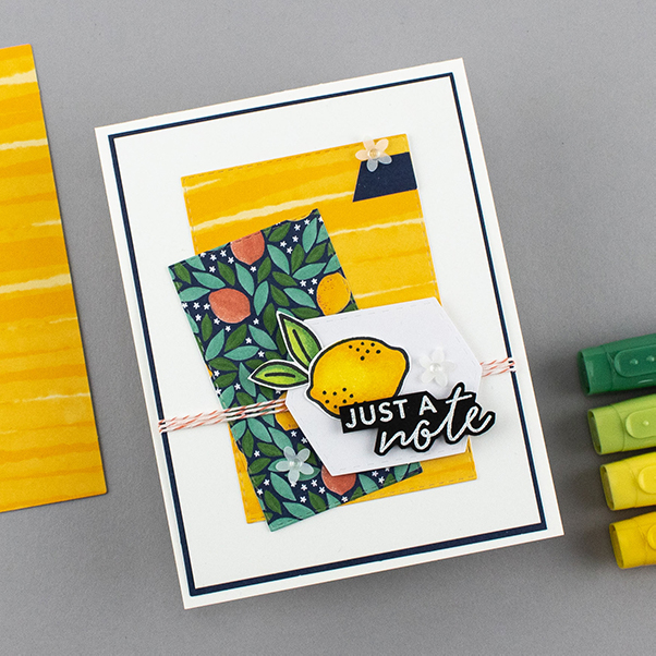 Picture of a card with a lemon on it. The card was created with Stampin' Up!'s Simply Citrus Card Kit