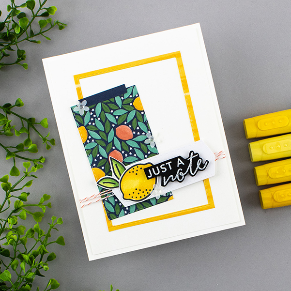 Picture of a card with a lemon on it. The card was created with Stampin' Up!'s Simply Citrus Card Kit