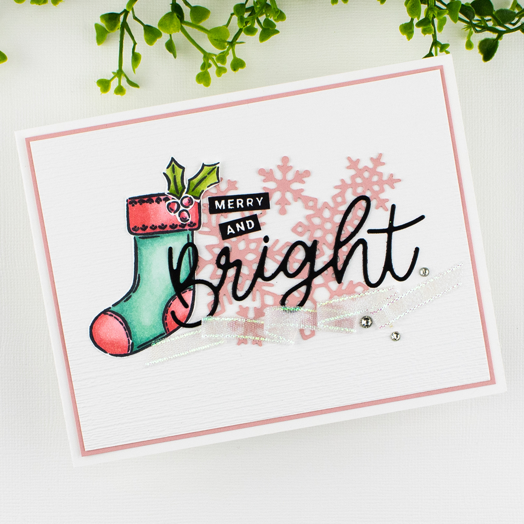 Christmas card with a stocking created using Stampin' Up!'s Merry and Bright stamp set